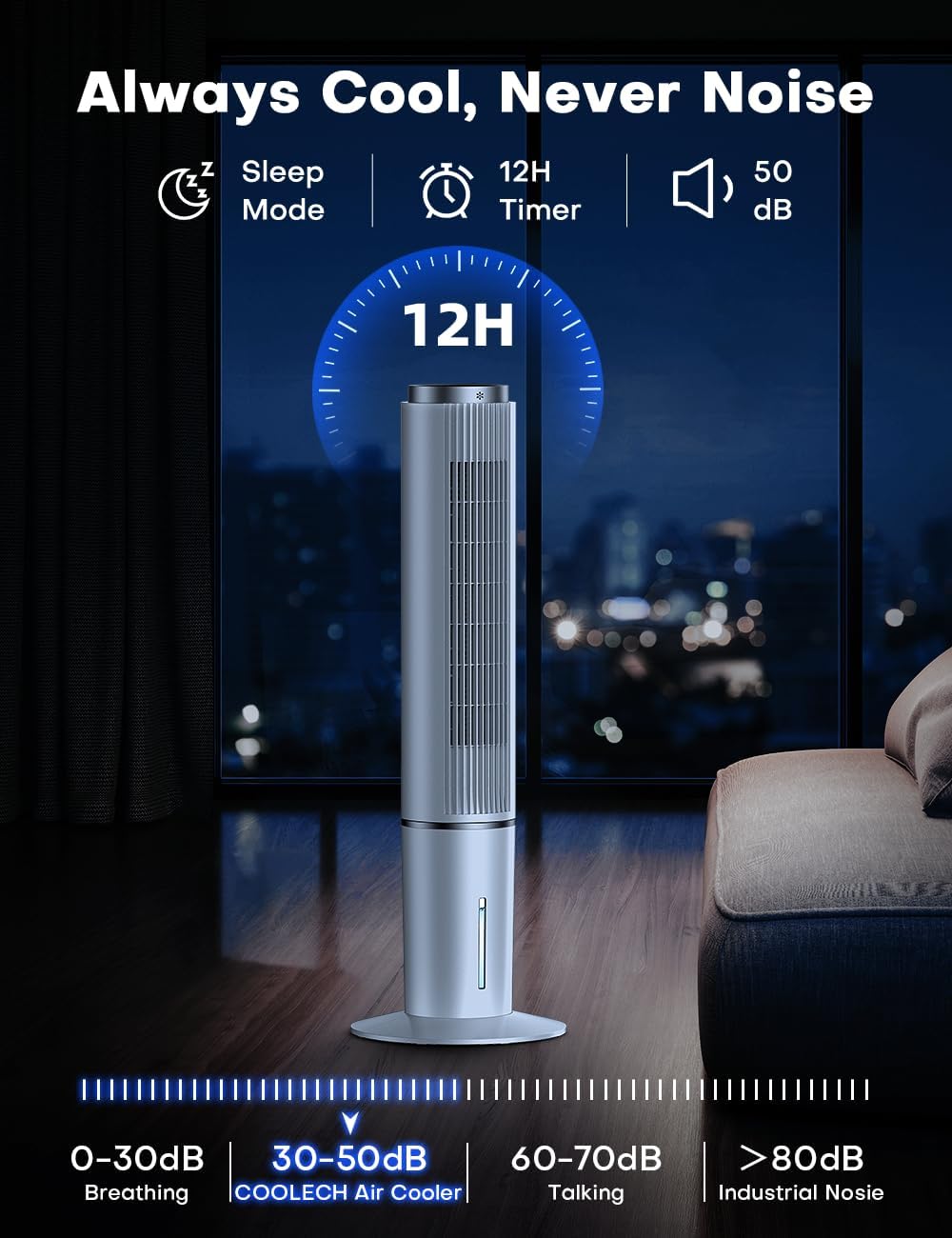 42 INCH Portable Air Conditioners w/Remote & LED Touch Screen, 4 Modes & 3 Speeds, 1-Gal Tank for 15H Cooling Evaporative Air Cooler, 12H Timer for Smart Auto-Off, 90ยฐ Oscillating Swamp Cooler