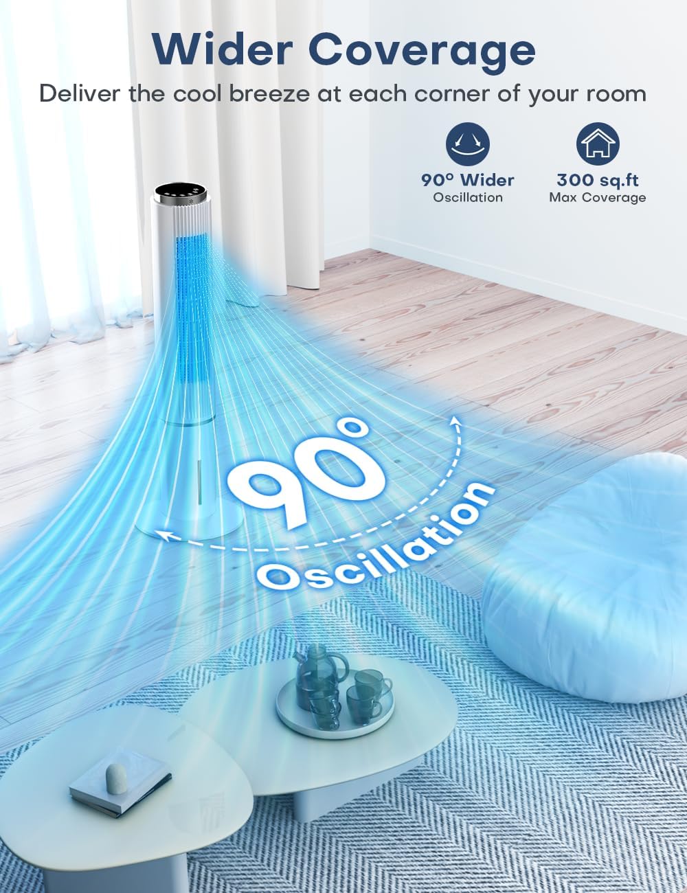 42 INCH Portable Air Conditioners w/Remote & LED Touch Screen, 4 Modes & 3 Speeds, 1-Gal Tank for 15H Cooling Evaporative Air Cooler, 12H Timer for Smart Auto-Off, 90ยฐ Oscillating Swamp Cooler
