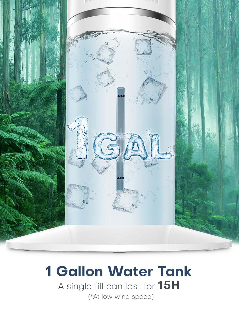 42 INCH Portable Air Conditioners w/Remote & LED Touch Screen, 4 Modes & 3 Speeds, 1-Gal Tank for 15H Cooling Evaporative Air Cooler, 12H Timer for Smart Auto-Off, 90ยฐ Oscillating Swamp Cooler