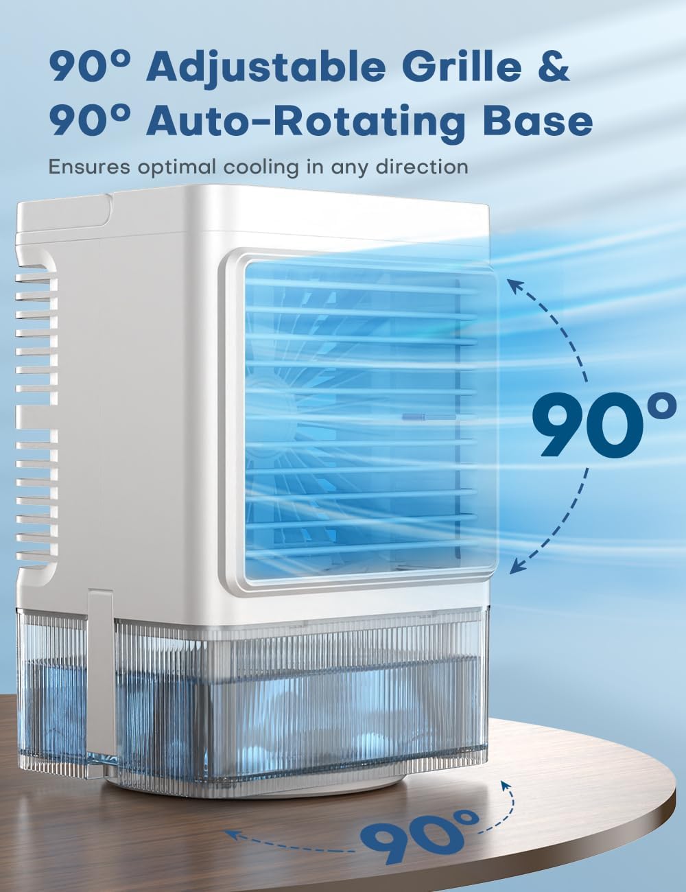 Personal Air Conditioner w/Remote & LED Screen, 90° Oscillation, 4H Timer, 7 Night Light, Large Tank for 7H Cooling, 2 Cool Mist & 3 Speed USB Portable Evaporative Air Cooler for Desk Office