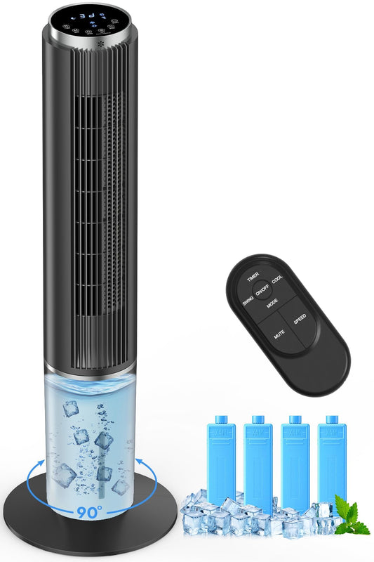 42 INCH Portable Air Conditioners w/LED Touch Screen, 4 Mode&3 Speed,1-Gal Tank for 15H Cooling Evaporative Air Cooler,12H Timer, No Hose No Window Needed, 90° Oscillating AC Unit for Bedroom